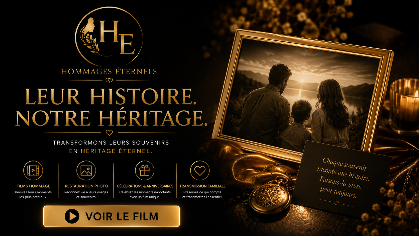 Vignette cinématographique du film de présentation Hommages Éternels