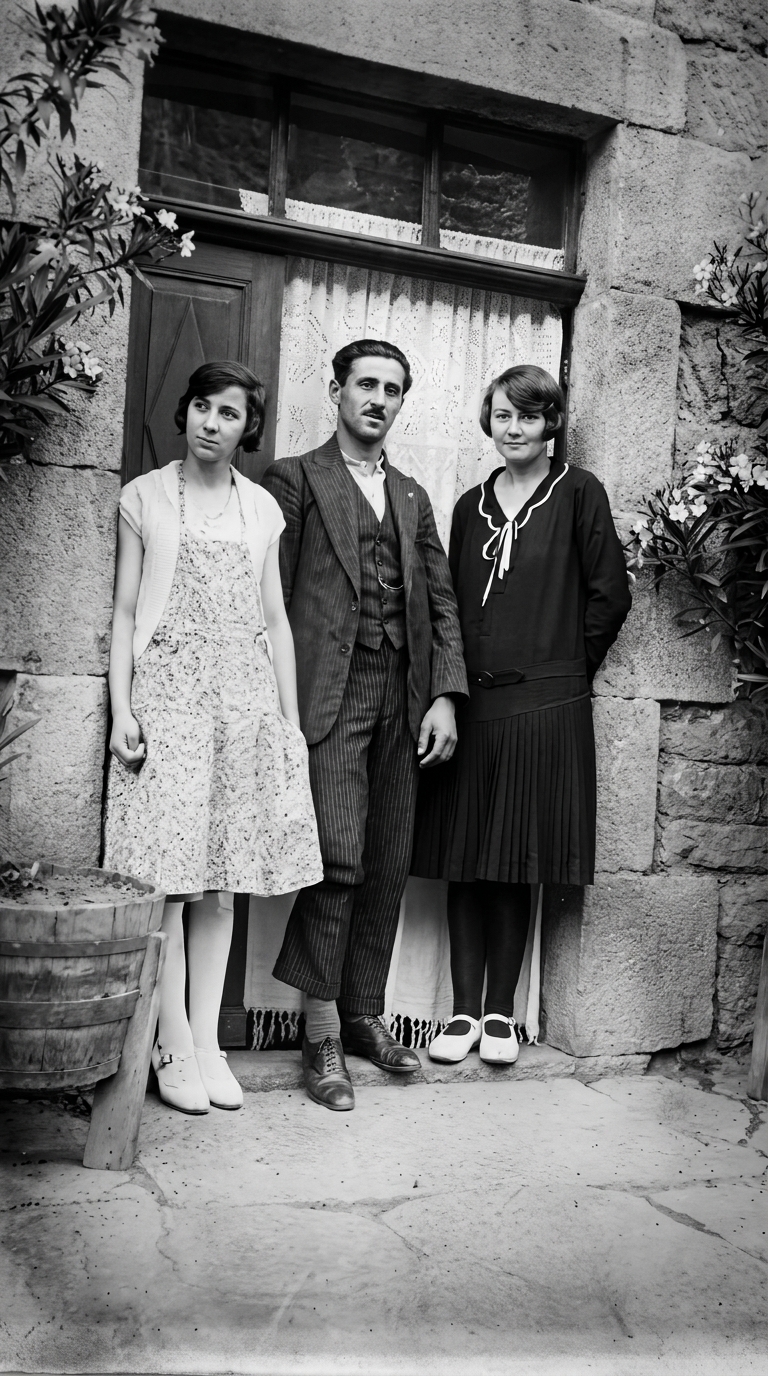 Photo ancienne am&eacute;lior&eacute;e en noir et blanc